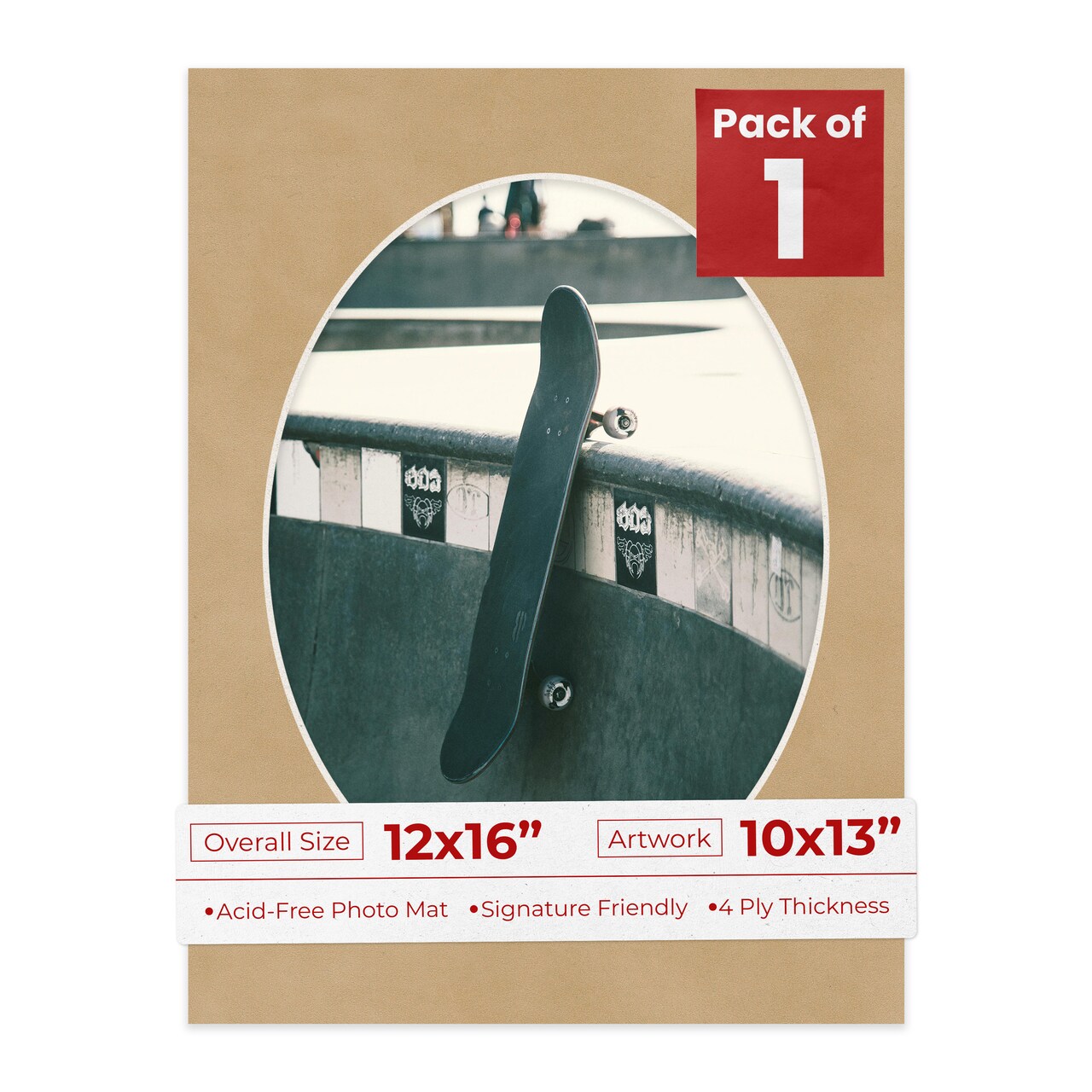 Beige Suede Mat Board for 12x16 Frames - Oval Opening for 10x13 Photos